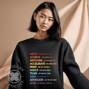 Modern Hmong Womens Sweatshirt Pullover | Hmong Leaders Rainbow Tee, Minimal Hmong Clothes, Hmong Asian Gifts, Hmong Inspired Quotes Trends