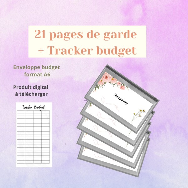 21 Pages de garde enveloppes budget zip classeur A6 étiquettes personnalisables  trackers budget à imprimer