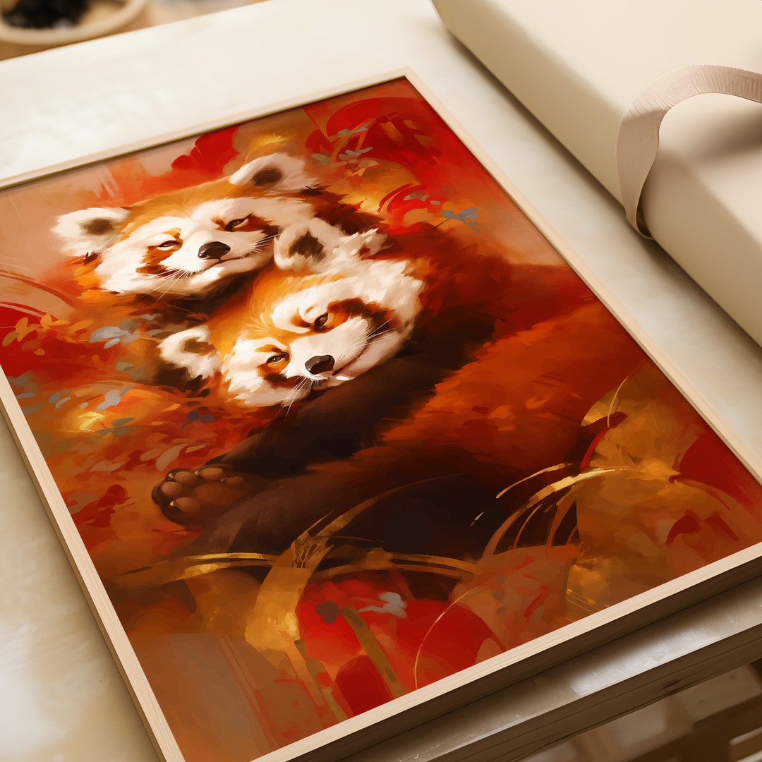 Japan Red Panda Art, Japanese Red Panda Print, Japanese Red Panda Art ...