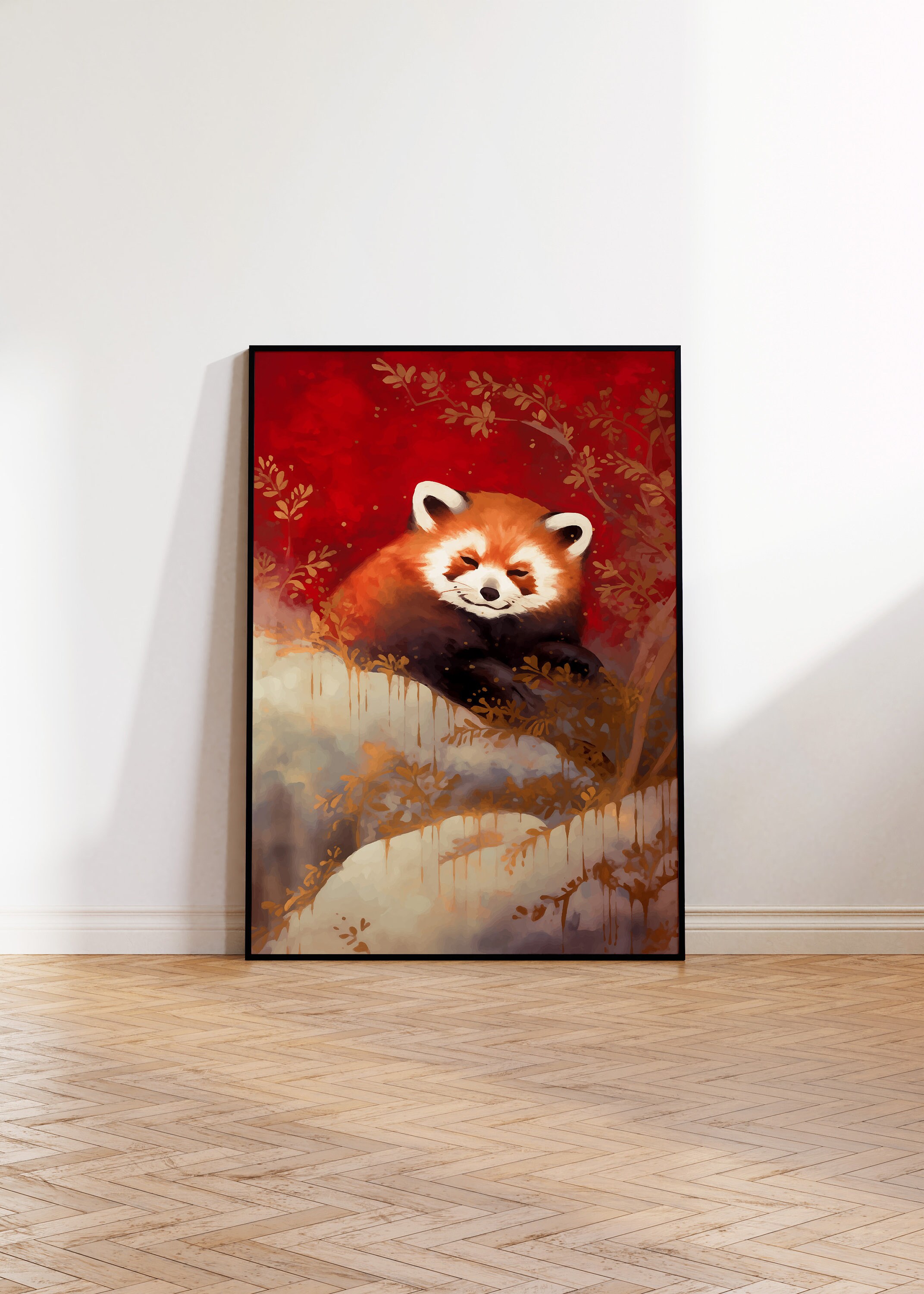 Japanese Red Panda Art Print: Japandi Style Gallery Wall - Etsy