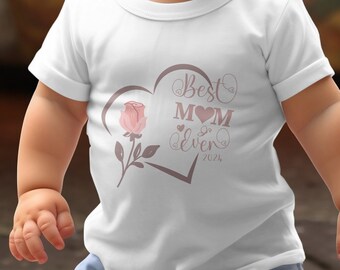 Best Mum Ever 24 Kids T-Shirt Celebrate Moms Awesomeness with Soft Cotton Fabric and Poppers - Perfect for Birthdays and Mothers Day