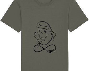 T-shirt en coton bio Mums Love - T-shirt unisexe réconfortant pour les mamans et les femmes stylées - Col rond - Symbole de l'infini