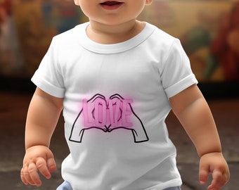 T-shirt bébé signe coeur d'amour - T-shirt en coton doux et extensible avec boutons-pression, parfait pour les jeux et les sorties