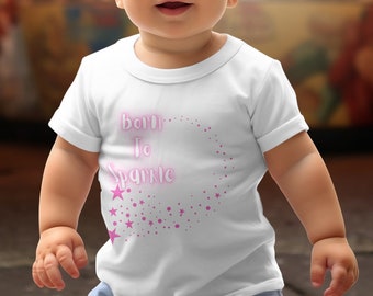 Camiseta para bebé Born to Sparkle, camiseta unisex de algodón suave para niñas pequeñas con botones automáticos y diseño deslumbrante, perfecta para jugar