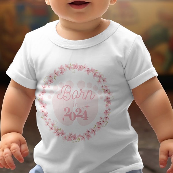 Born in 24 Baby T-Shirt Welcome to the World Soft Cotton Fabric with Poppers Perfect for Special Outings and Photoshoots