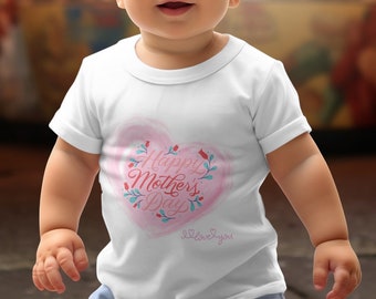 T-shirt bébé coeur pour la fête des mamans, Spreading Love dès le premier jour - Tissu en coton doux et extensible avec boutons-pression pour un enfilage facile - Plusieurs tailles