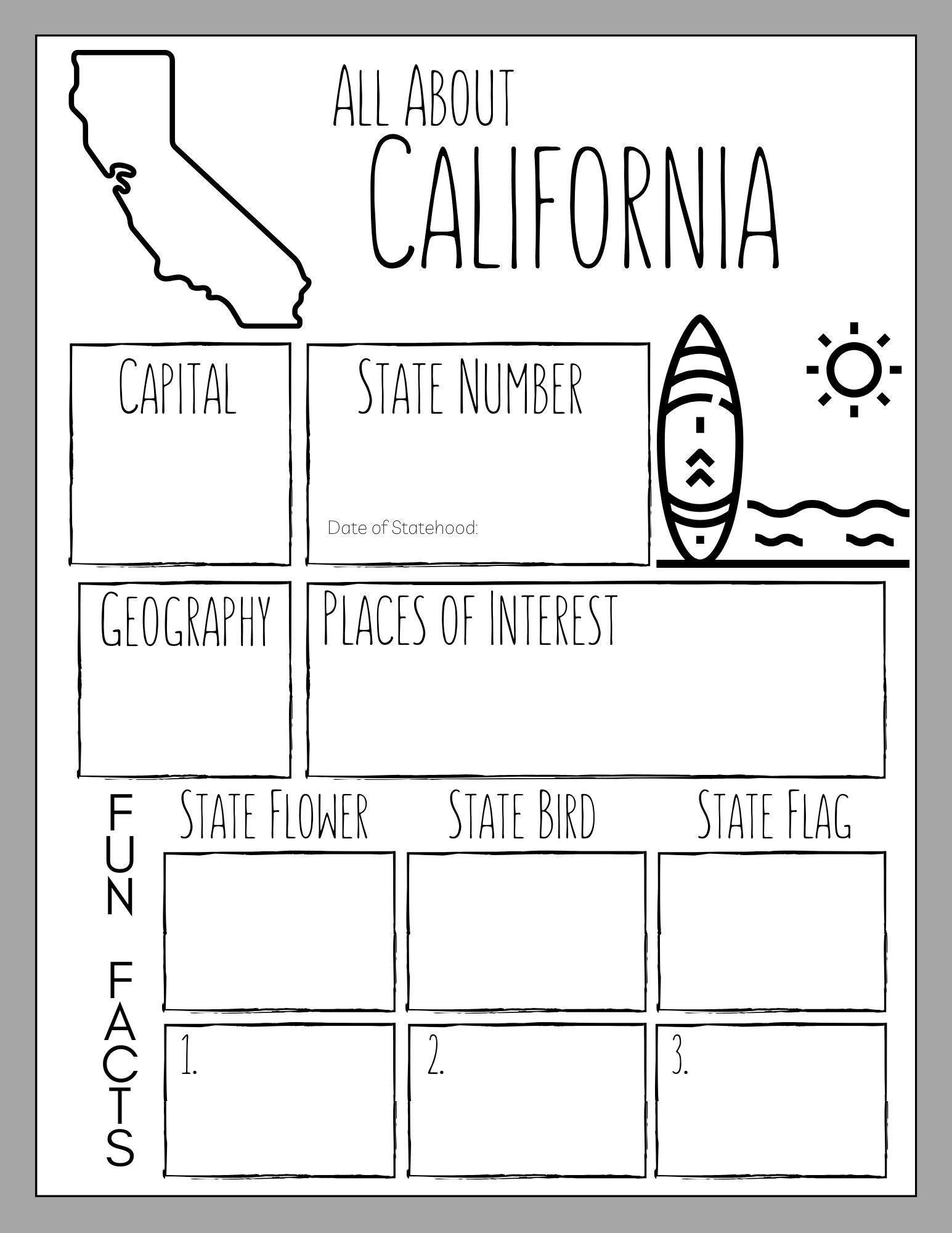 Printable Info Worksheets.pdf 50 States Info Worksheets *instant Download* - Etsy