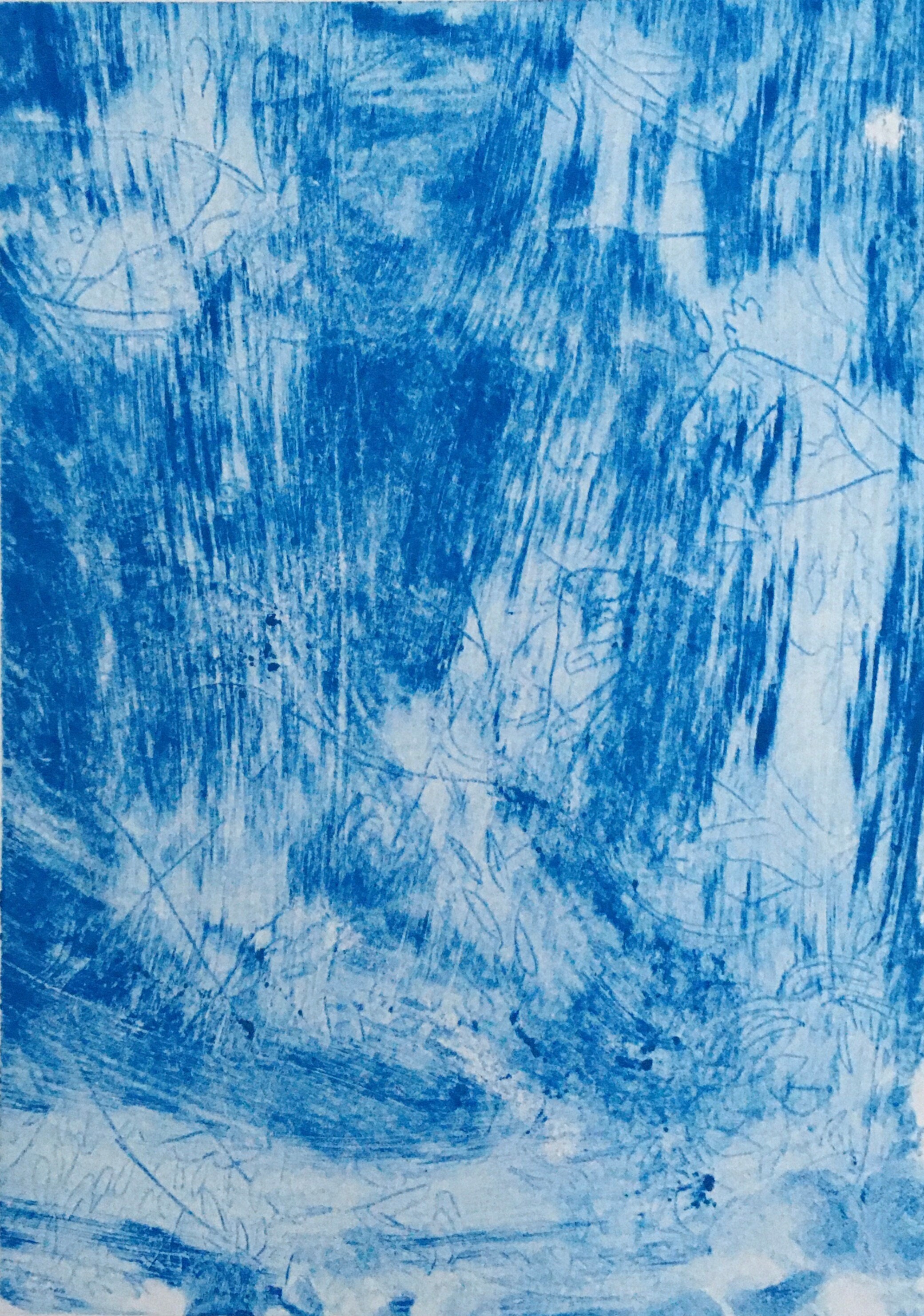 Abstract Daad Abstract Blue Linocut Print - Etsy