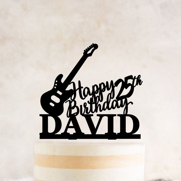 Guitar Cake Topper, Birthday Cake Topper, Musician Cake Decorations, Guitar Player Birthday, Guitar Silhouette, Electric Guitar, Bass Player