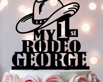 My First Rodeo Cake Topper – Schwarz Glitzer Kuchenaufsatz Für Cowboy & Cowgirl Party