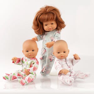 Miniland baby doll outfit - cotton jumpsuit with cute pattern, outfit for Paola Reina Minikane 13 inch 34 cm