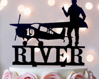 Personalized Pilot Birthday Cake Topper: Aviation Party Decoration