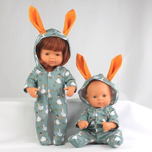 Roupas de boneca Ducks Miniland - macacão com orelhas, roupa para Paola Reina Minikane 13 polegadas 34 cm