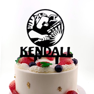 Birthday Cake Topper Welder, Welding Soldering Topper, Weld Cake Topper, Welder Grad Cake Topper, Welder Silhouette Decoration, Welder Gift