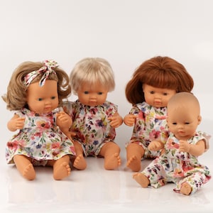 Miniland doll clothes. Floral cotton set for 13-15 inches dolls. Minikane doll clothes. 34-38 cm doll clothes