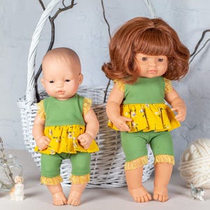 Minikane doll clothes. Dress and pants for 13-15 inch doll. Miniland doll clothes. Paola Reina doll clothes. Mini Colletos clothes
