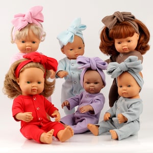Minikane doll jumpsuits and headband. Cotton puppet clothes. Paola Reina doll clothes. Miniland outfit for 13-15 inch doll