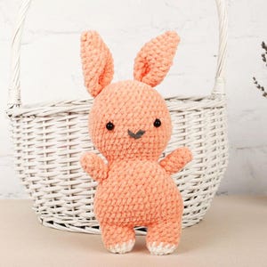 Pink Crochet Bunny Toy, Cute Bunny Plushie, Handmade Gift for Baby