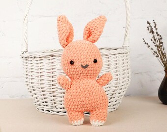 Pink Crochet Bunny Plushie, Handmade Baby Gift