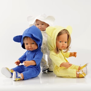 Minikane doll clothes. Cotton romper with ears, 4 colors available. Paola Reina doll clothes. Miniland outfit for 13-15 inch doll
