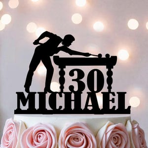 Custom Billiards Birthday Cake Topper: Snooker Party Decoration