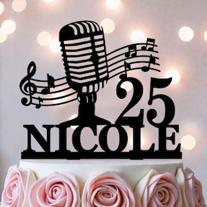 Custom Name Microphone Cake Topper: Retro Singer Birthday Party