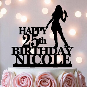 Singer Birthday Cake Topper: Microphone Karaoke Music Decoration
