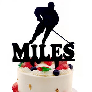 Personalized Hockey Cake Topper, Birthday Ice Hockey player topper, Winter sports cake toppers, Boys Birthday Party, Male Birthday Topper
