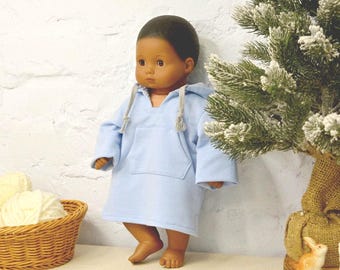 Doll Hoodie Dress: Blue Tunic for 15-18 Inch Dolls