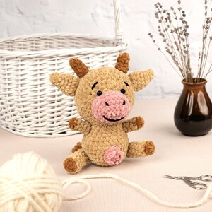 Crochet Plush Cow Toy, Cute Cow Plushie, Handmade Gift for Baby, Cute Cow Amigurumi
