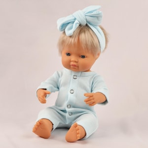 Minikane doll clothes. Cotton jumpsuit and headband. Paola Reina doll clothes. Miniland outfit for 13-15 inch doll