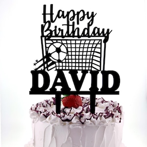Personalized Soccer Birthday Cake Topper: Football Goal Party Decor