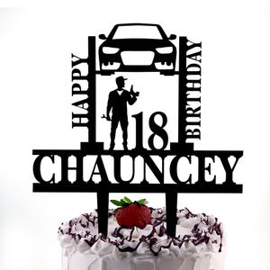 Adorno para tarta de cumpleaños de mecánico, adorno para tarta de mecánico de automóviles, mecánico de coches, decoración personalizada para fiesta de cumpleaños, adorno para tarta con nombre personalizado, temática de coches