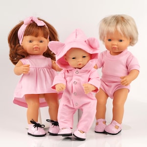 Minikane doll clothes. Pink cotton outfit. Paola Reina doll clothes. Miniland outfit for 13-15 inch doll