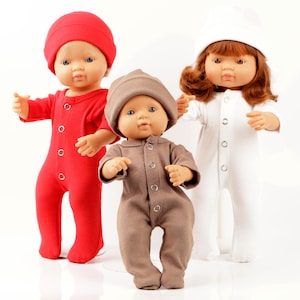 Minikane doll clothes. Cotton set - jumpsuit and hat, 3 colors available. Paola Reina doll clothes. Miniland outfit for 13-15 inch doll