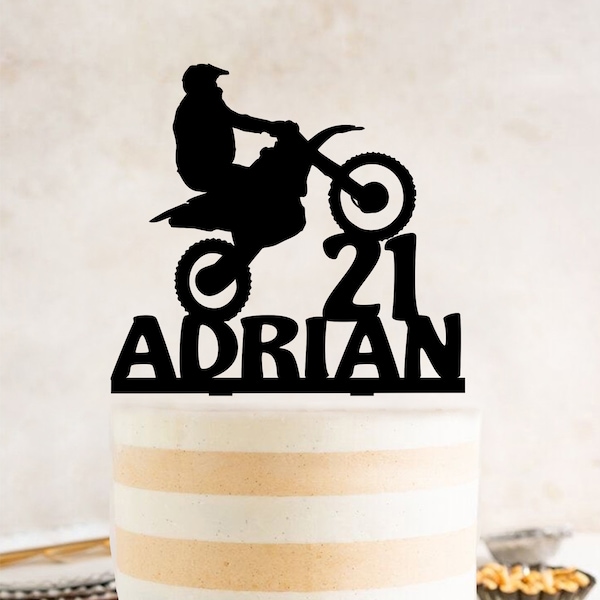 Motocross Cake Topper, Dirt Bike Cake Topper, Personalized Party Cake Decoration, Motorcycle Theme Birthday Party, Enduro Motorcycle Racing