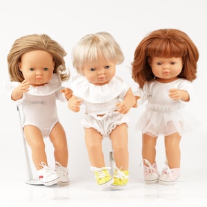 Minikane doll clothes. White summer outfit. Paola Reina doll clothes. Miniland outfit for 13-15 inch doll