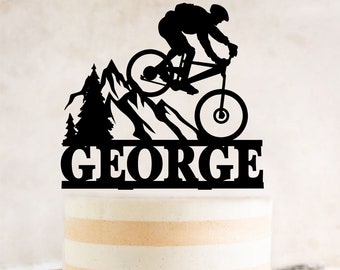 Mountain Biking Cake Topper, MTB Rider Birthday Topper, Bike Cake Topper, Downhill Birthday Theme, Freeride Name Cake Topper, Mountbike Cake