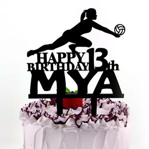 Volleyball Cake Topper, Birthday Cake Topper, Female Volleyball Player, Sports Cake Topper, Custom Name Volleyball Topper, Custom Volleyball