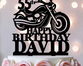 Motorcycle Birthday Cake Topper: Custom Biker Party Decor