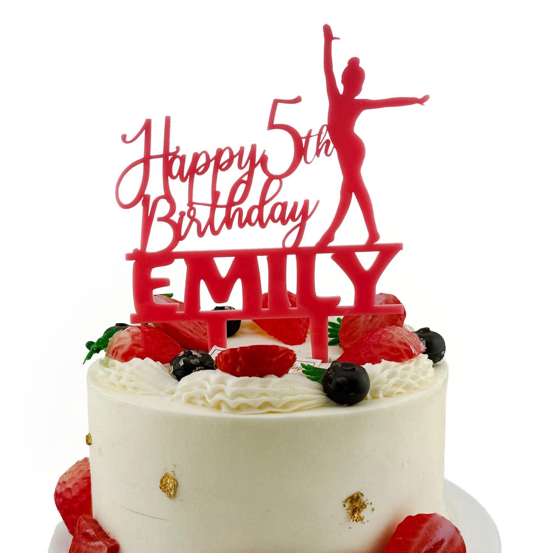 Rose Gold Gymnast Cake Topper - 4th Birthday Gymnastics Party Decoration