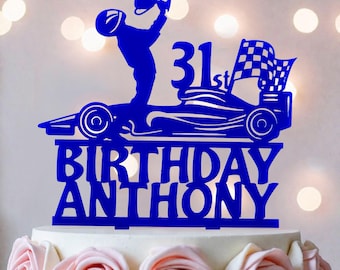 F1 Racing Birthday Cake Topper: Gamer Race Car Party