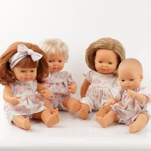 Miniland doll clothes. Pink white cotton set for 13-15 inches dolls. Minikane doll clothes. 34-38 cm doll clothes