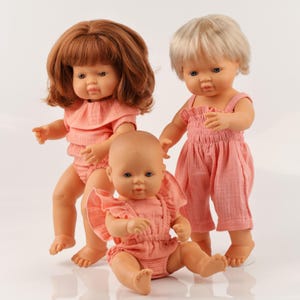 Minikane doll clothes. Clothes for Miniland baby doll. Coral summer outfit. Fits Minikane doll 13-15 inch 34-38 cm
