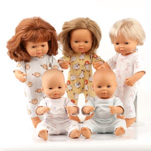 Miniland baby doll clothes - printed cotton jumpsuit, outfit for Paola Reina Minikane 13 inch 34 cm