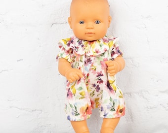 Miniland Doll clothes, 13 inch doll clothes, romper for Miniland, floral romper, Miniland doll romper, 34 cm doll clothes