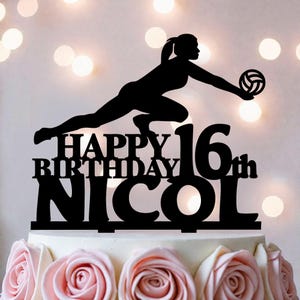 Volleyball Birthday Cake Topper: Female Player, Sports Decor