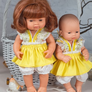 Minikane doll clothes. Cotton dress and shorts for 13-15 inches dolls. Paola Reina doll clothes. 34-38 cm doll clothes
