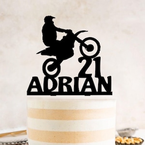 Personalized Motocross Birthday Cake Topper: Enduro Racer