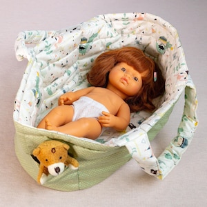 Berço para boneca de 13 a 15 polegadas Minikane Doll, Cesta para boneca, Berço para boneca, Cesta para boneca de algodão, Transportadora de boneca